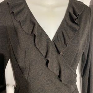 Express Dark Brown dress wrap dress with ruffle